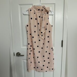 Ann Taylor Peach Blouse with Black Dots